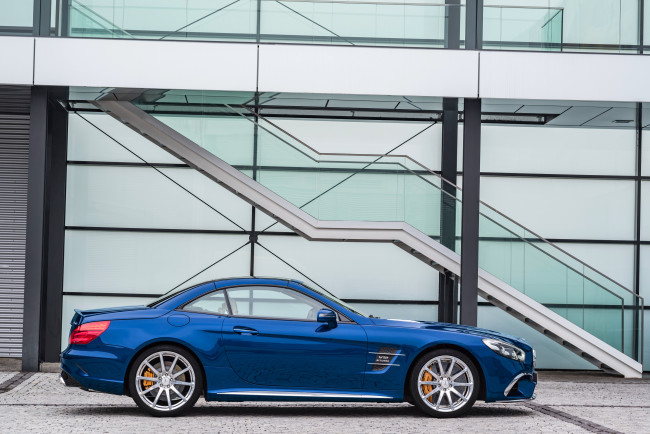 Обои картинки фото автомобили, mercedes-benz, синий, 2015, г, r231, sl, 65, mercedes-amg