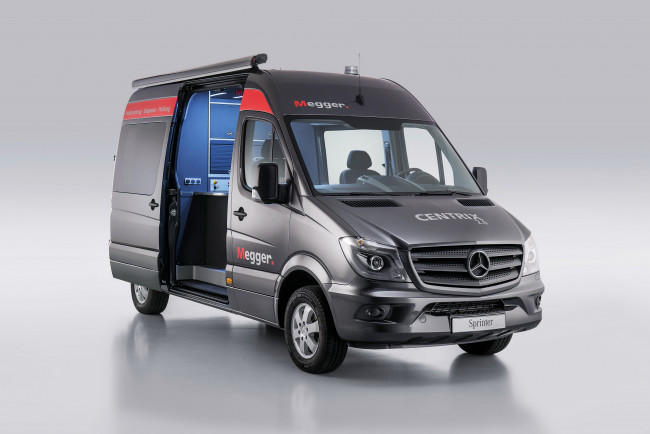 Обои картинки фото автомобили, mercedes-benz, sprinter, 316, cdi, 2015г, br-906, centrix, 1-80, von, sebakmt, kabelmesswagen, typ