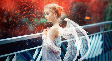 Картинка разное компьютерный+дизайн девочка ангел крылья мост