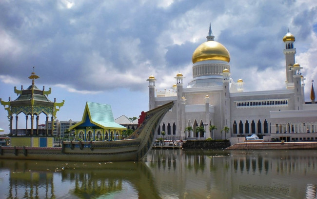 Обои картинки фото omar, ali, saifuddin, mosque, brunei, города, мечети, медресе