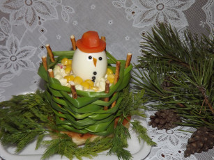 Картинка еда салаты +закуски угощение порция праздник салат снеговик