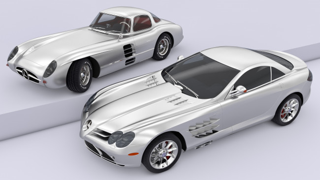 Обои картинки фото автомобили, 3д, mercedes, benz, slr, mix