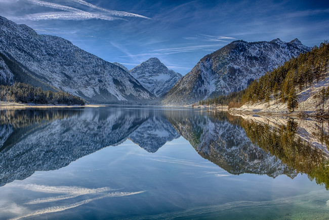Обои картинки фото lake plansee,  tirol,  austria, природа, реки, озера, тироль, австрия, альпы, горы, отражение, озеро, планзее, alps, austria, tirol, lake, plansee