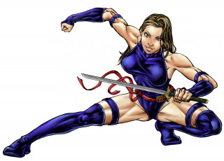 Картинка рисованное комиксы униформа меч взгляд девушка фон