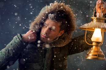 обоя мужчины, - unsort, куртка, снег, фонарь