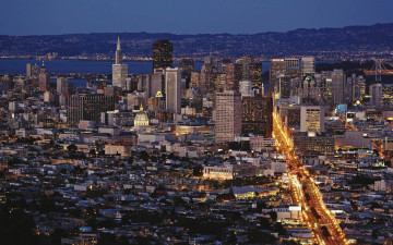 Картинка города сан-франциско+ сша освещение вечер панорама