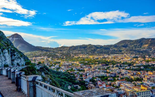 Обои картинки фото города, амальфийское и лигурийское побережье , италия, панорама, горы