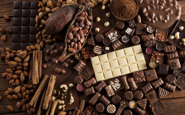 Картинка еда конфеты +шоколад +сладости шоколад корица орехи