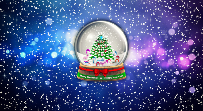 Обои картинки фото праздничные, векторная графика , новый год, снежинки, Ёлка, стеклянный, шар, рождество, зима, минимализм, елка, подарки, снег, праздник, новый, год, фон