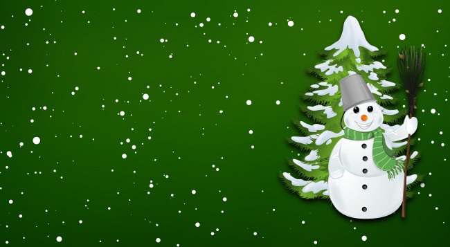 Обои картинки фото праздничные, векторная графика , новый год, минимализм, зима, рождество, снежинки, фон, новый, год, праздник, елка, снеговик
