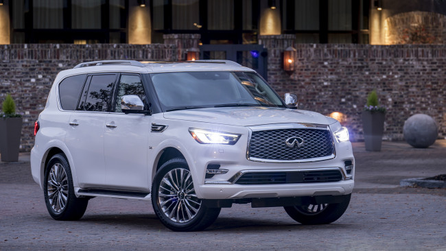 Обои картинки фото infiniti qx80 2018, автомобили, infiniti, белый, внедорожник, qx80, 2018