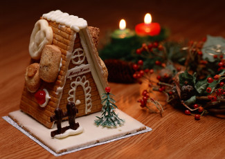 обоя пряничный домик, праздничные, угощения, праздник, пряничный, домик, рождество