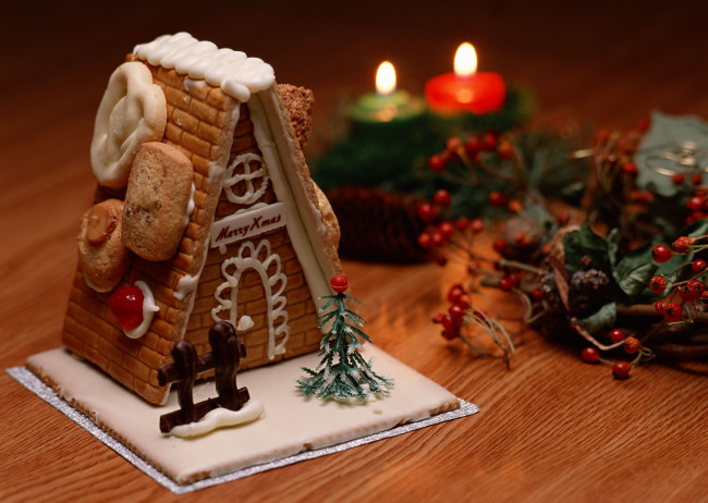 Обои картинки фото пряничный домик, праздничные, угощения, праздник, пряничный, домик, рождество