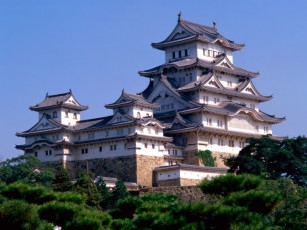 Картинка himeji castle japan города замки Японии