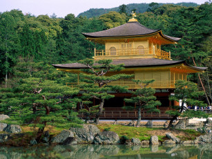 обоя kinkakuji, temple, kyoto, japan, города, буддистские, другие, храмы