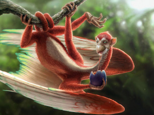 Картинка nate hallinan 3д графика creatures существа существо обезьяна птица яйцо