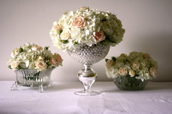 Картинка цветы букеты композиции вазы розы гортензия