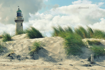 Картинка природа маяки облака небо маяк германия балтийское море курорт варнемюнде пляж песок
