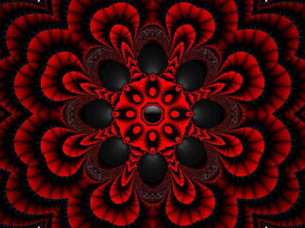 Обои картинки фото 3д, графика, fractal, фракталы, узор, красный