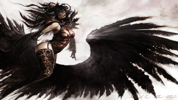 обоя видео игры, guild wars 2, девушка, крылья, ангел, guild, wars, 2, арт