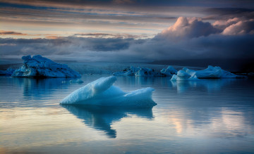 обоя природа, айсберги и ледники, синий, лед, ледник, лагуна, исландия