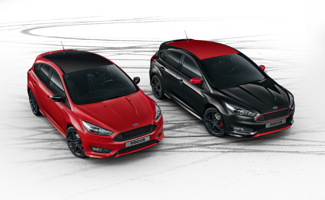 Обои картинки фото автомобили, ford, 2015г, focus, black, red
