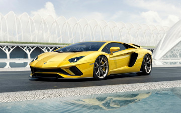 обоя автомобили, lamborghini, желтый, aventador, s, ламборгини