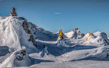 Картинка природа зима франция альпы скала снег