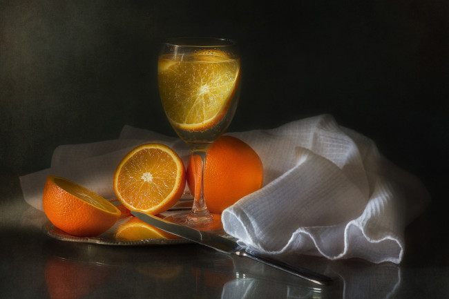 Обои картинки фото еда, напитки, напиток, апельсины, бокал