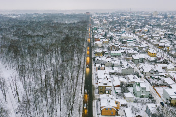 обоя города, - панорамы, зима, город, lietuva, kaunas