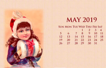 Картинка календари рисованные +векторная+графика муфта шапка девочка