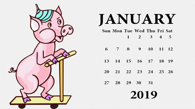 Обои картинки фото календари, рисованные,  векторная графика, поросенок, свинья, шапка