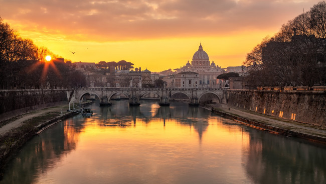 Обои картинки фото города, рим,  ватикан , италия, закат, канал