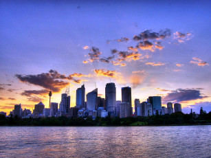 Картинка города сидней+ австралия дома здания озеро небо рассвет