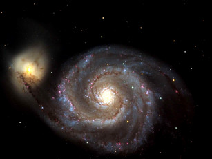 Картинка m51 космос галактики туманности