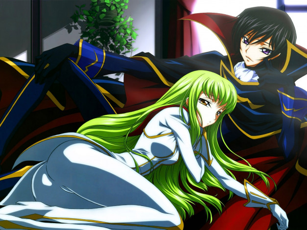 Обои картинки фото аниме, code, geass, парень, девушка