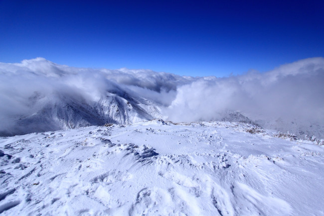 Обои картинки фото природа, горы, снег, туман