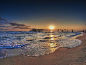 Картинка природа восходы закаты море закат мост побережье