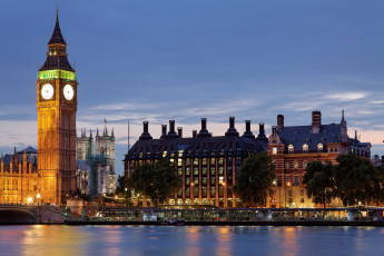 обоя города, лондон, великобритания, парламент, ночь, река