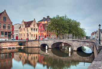 Картинка города брюгге+ бельгия мост здания