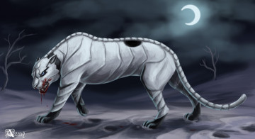 Картинка аниме bleach взгляд месяц ночь куэкомундо аранкар тигр