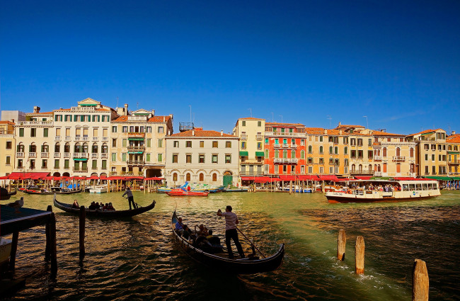 Обои картинки фото города, венеция , италия, гондолы, канал