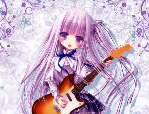 Картинка аниме tinkerbell+ artbook tenshi no three piece tinkle девочка гитара