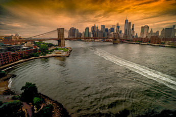 Картинка brooklyn+bridge города нью-йорк+ сша пролив мост
