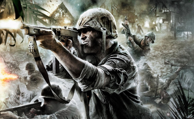 Обои картинки фото видео игры, call of duty 5,  world at war, солдаты, оружие, война