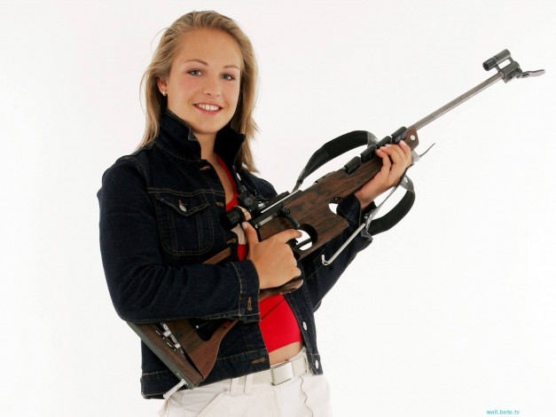 Обои картинки фото Magdalena Neuner, девушки, винтовка, биатлон