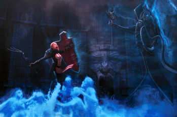 Картинка видео+игры diablo+iii +reaper+of+souls дьявол монстр девушка щит души статуя