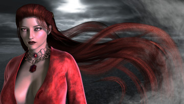 Картинка 3д+графика люди+ people девушка волосы рыжая фон взгляд