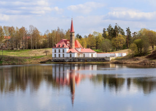 Картинка гатчина города санкт-петербург +петергоф+ россия пруд приоратский дворец