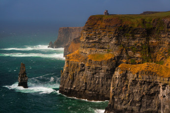 Картинка природа побережье море ирландия графство клэр скалы башня